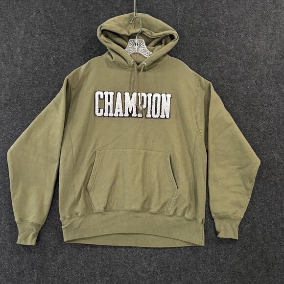 Champion Hoodie Men's Large Olive Green Reverse Weave Pullover Sweatshirt - Picture 1 of 8
